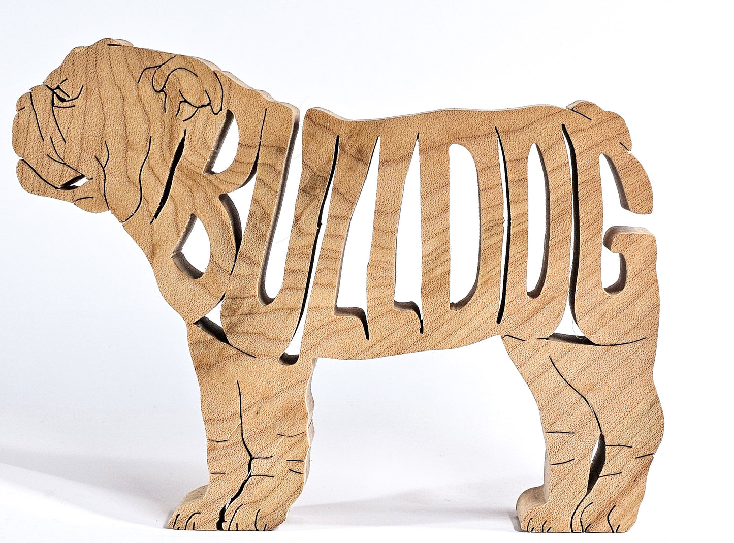 Handcrafted wooden English Bulldog dog breed ornament