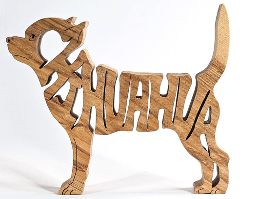 Handcrafted wooden Chihuahua dog breed ornament