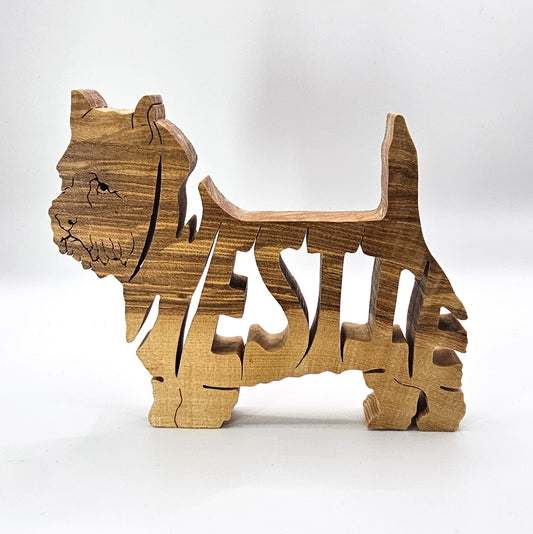 Handcrafted wooden West Highland Terrier dog breed ornament