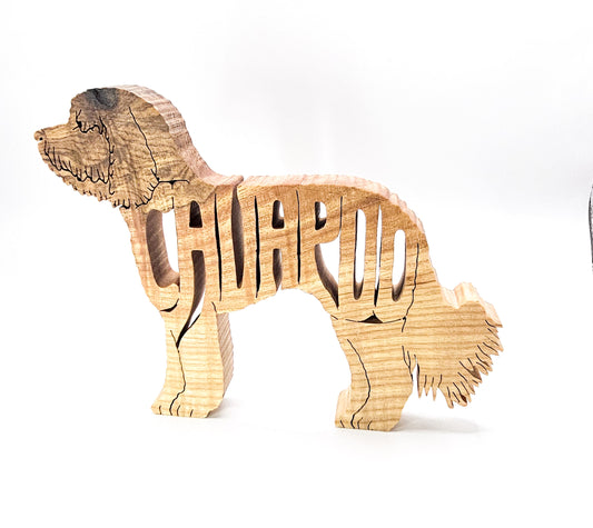 Handcrafted wooden Cavapoo dog breed ornament