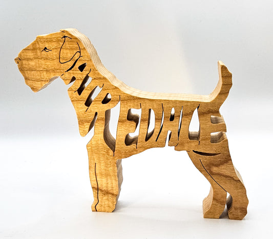 Handcrafted wooden Airedale Terrier dog breed ornament