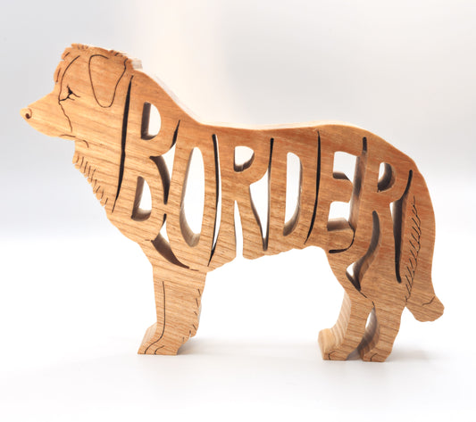 Handcrafted wooden Border Terrier dog breed ornament