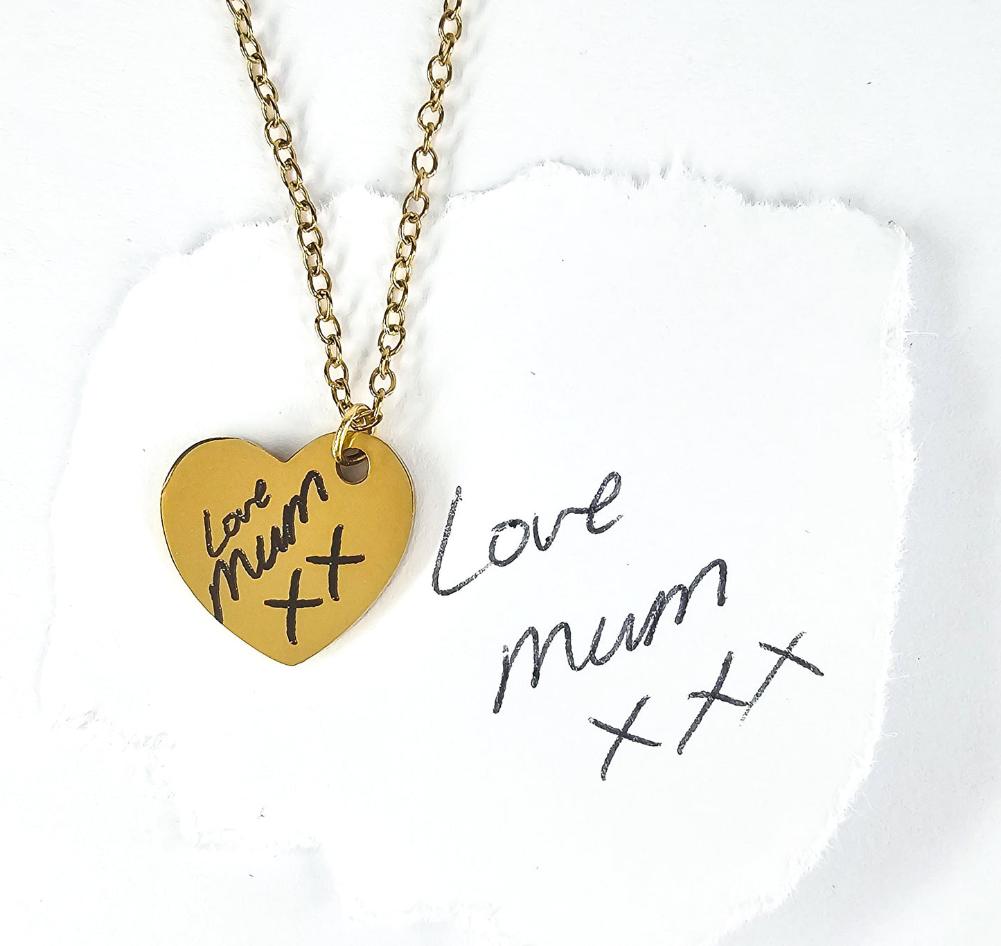Personalised Handwriting Heart Necklace – Stainless Steel