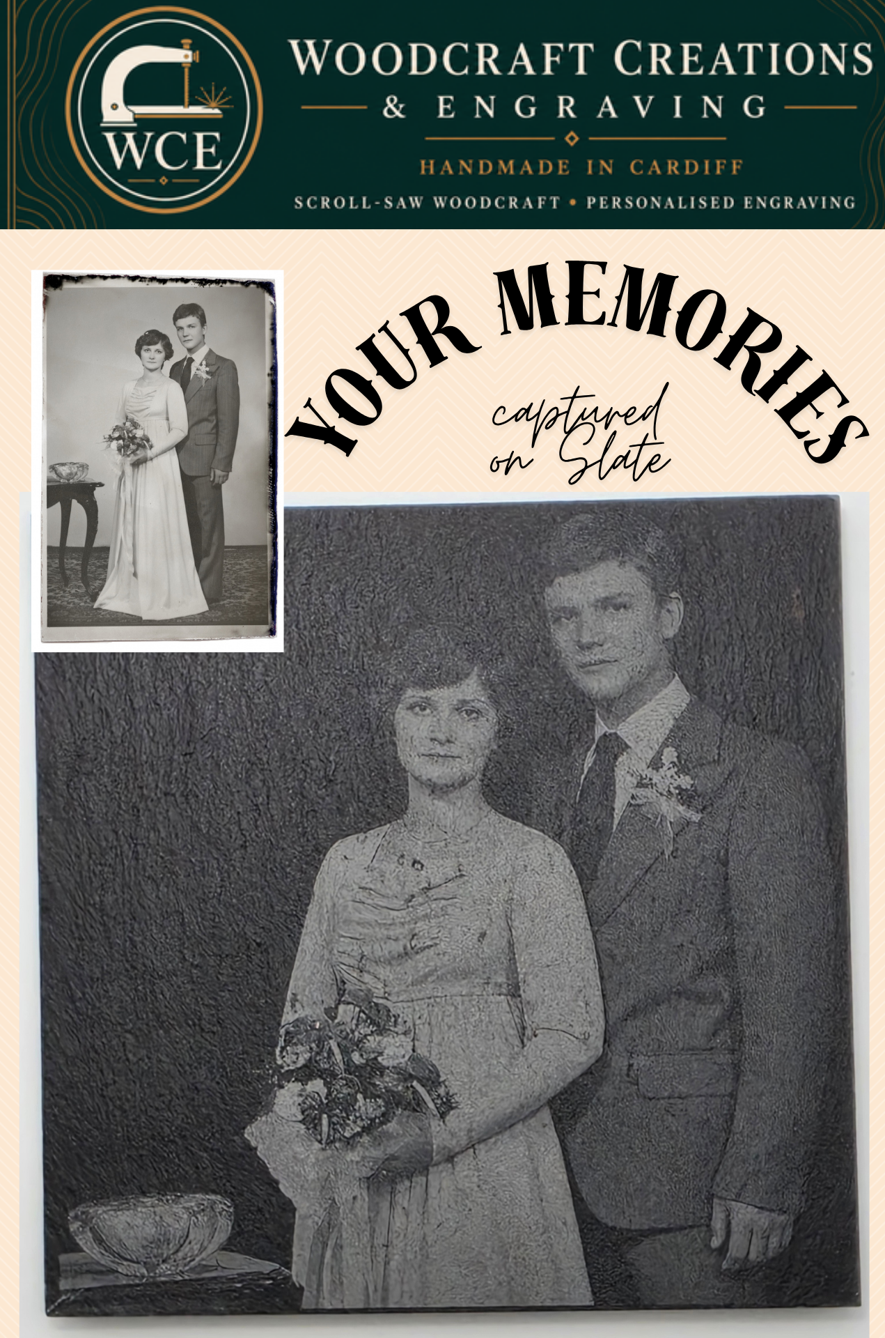 Personalised Photo Slate Coaster – Engraved From Your Photo