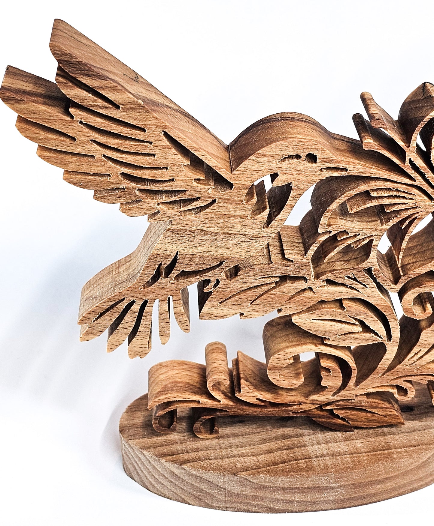 Handcrafted Wooden Hummingbird & Flower Ornament