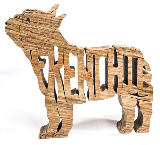 Handcrafted wooden French Bulldog dog breed ornament
