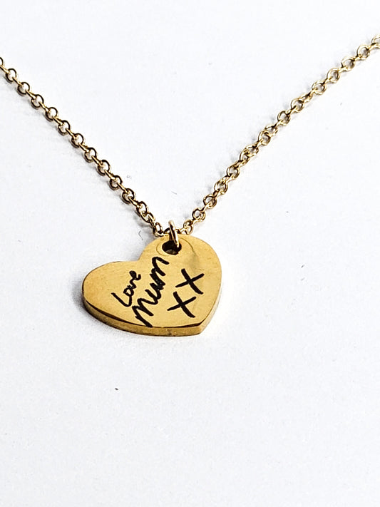 Personalised Handwriting Heart Necklace – Stainless Steel