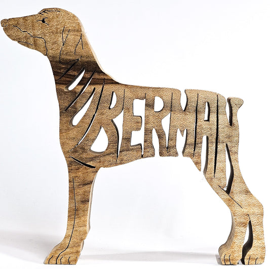 Handcrafted wooden Doberman dog breed ornament