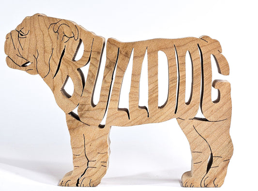 Handcrafted wooden English Bulldog dog breed ornament