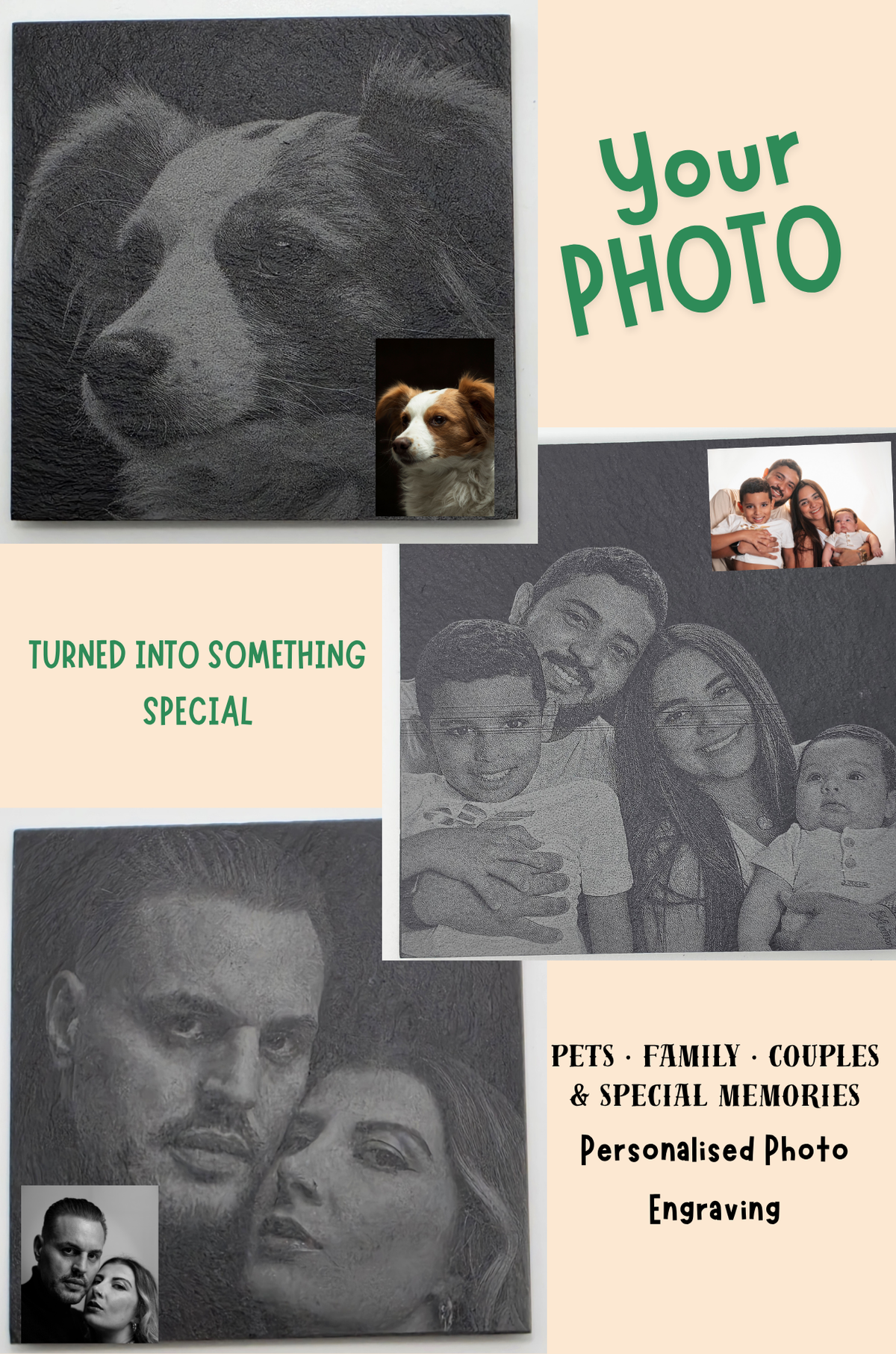 Personalised Photo Slate Coaster – Engraved From Your Photo