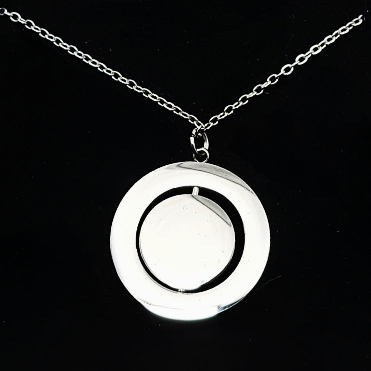 Personalised Spinning Necklace – Engraved Rotating Pendant